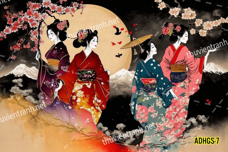 Tranh dán tường hoa cô gái Geisha Nhật Bản-ADHGS-7 - Kết quả tìm kiếm tranh tường